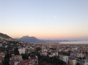 udsigt, solnedgang, alanya