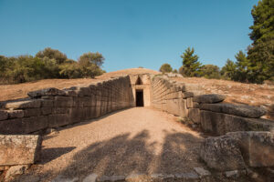 mykene, The Treasure of Atreus, grave The Treasure of Atreust, mykene museum, tholograv, kupplegrav, agamemnon´s grav, historiske steder i grækenland, de mest historiske steder i Grækenland, Tholo grav loft, kupplegrav loft