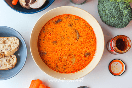 Thailandske opskrifter, opskrifter på thailandsk mad, rød karry suppe, red curry soup, thailandsk rød karry suppe, thailandsk red curry suppe med kylling, mad fra udlandet, udenlandske opskrifter, thailandsk supper, suppe fra thailand, thai suppe med kylling, thai suppe med red curry, thai suppe med rød karry, krydret rød suppe,