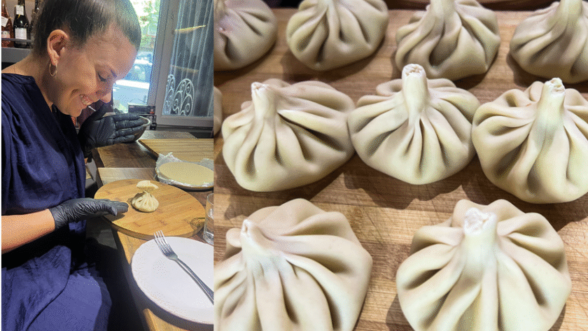 Georgisk madlavningskursus, lær at lave georgisk mad, madkursus i Georgien, georgisk køkken workshop, kogeskole i Tbilisi, kulinarisk oplevelse i Georgien, traditionel georgisk madlavning, lav khachapuri og khinkali, hands-on madkursus i Georgien, kulturel madoplevelse i Kaukasus, madlavningskursus med lokale ingredienser, georgisk gastronomi for rejsende, oplev det georgiske køkken, georgiske retter og madkultur, Tea Tougaard madoplevelser i Georgien, lær georgisk madlavning på rejsen